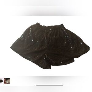 SHEIN High Waist Black and Silver Sparkle Shorts Small